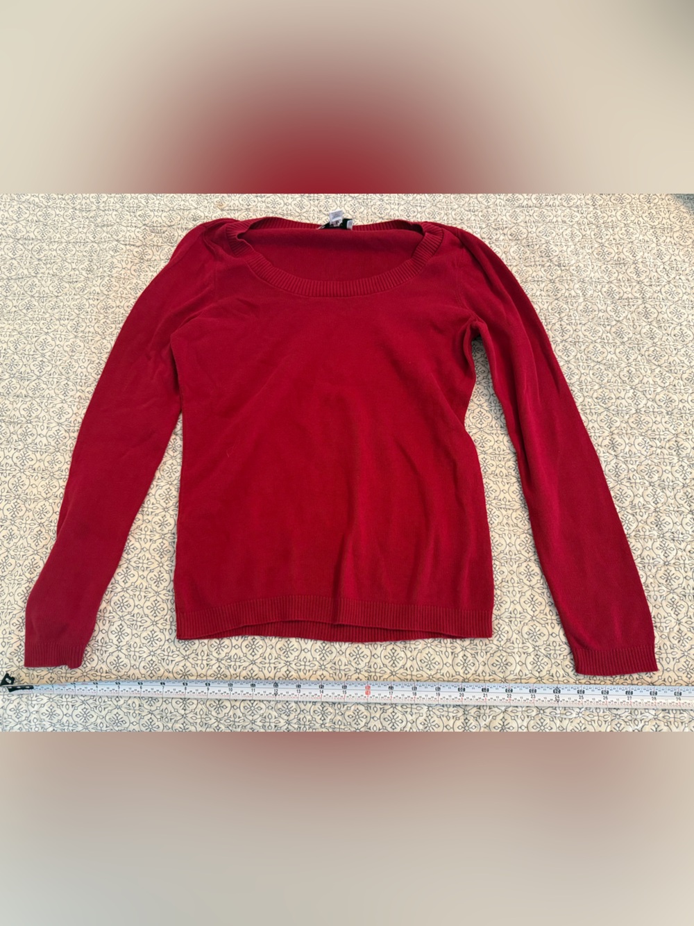 LOFT Red Scoop Neck Lightweight Crew Sweater